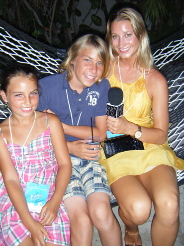 Joey, Jeff and Abby enjoy the view from the poolside hammock