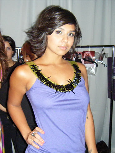 Model, Sonia, between sets at the Unzipped Fashion Show